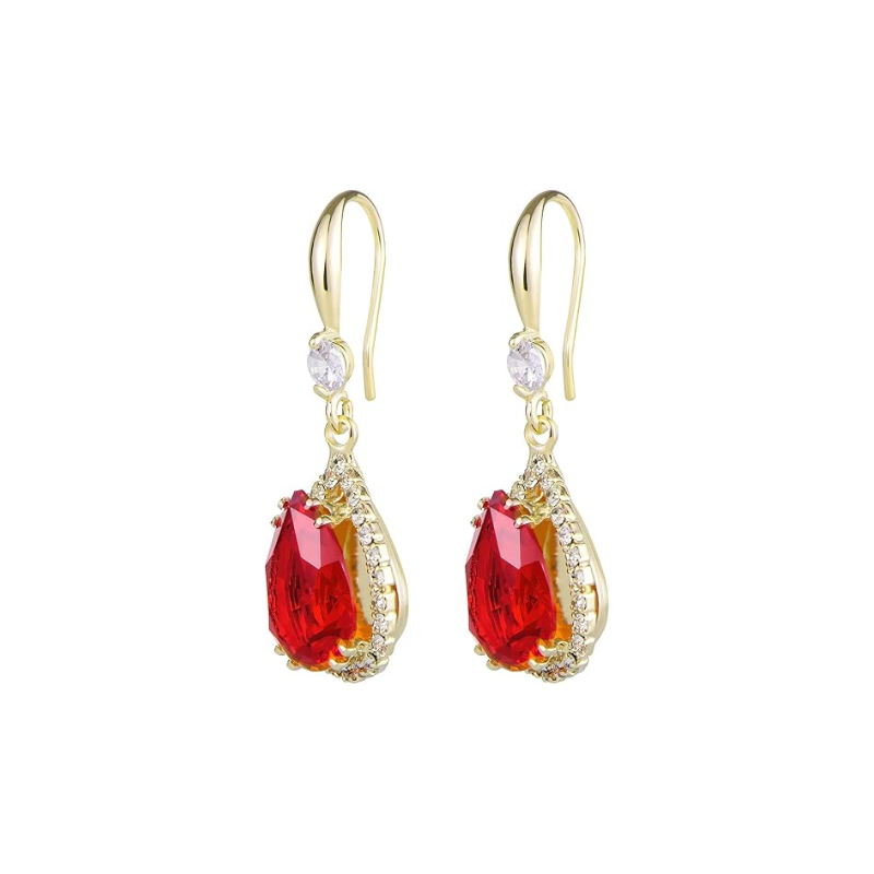 Ruby Teardrop Earrings | Gold