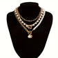 Vintage Pearl & Gold Snake Chain Necklace Set | Gold