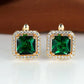 Golden Green Square Zirconia Earrings | Gold