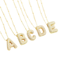 Bubble letter initial necklace set | Gold