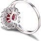 Classic Ruby Halo Ring | White Gold