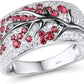 Ruby Blossom Tree Ring | White Gold