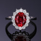 Classic Ruby Halo Ring | White Gold