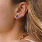 Minimalist Princess Cut Sapphire Stud Earrings | White Gold