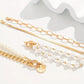 Chic Gold 4-Piece Bracelet Set – Snake, Pearls & Links | Gold