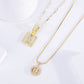 Pave letter initial necklace set | Gold