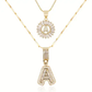 Pave letter initial necklace set | Gold